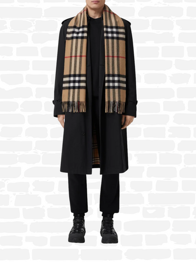 ברברי צעיף משבצות צבע חום Classic Cashmere scarf