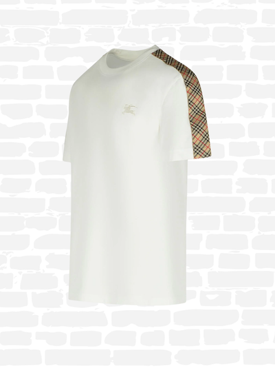 ברברי טי שירט צבע לבן CHECK-TRIM T-SHIRT