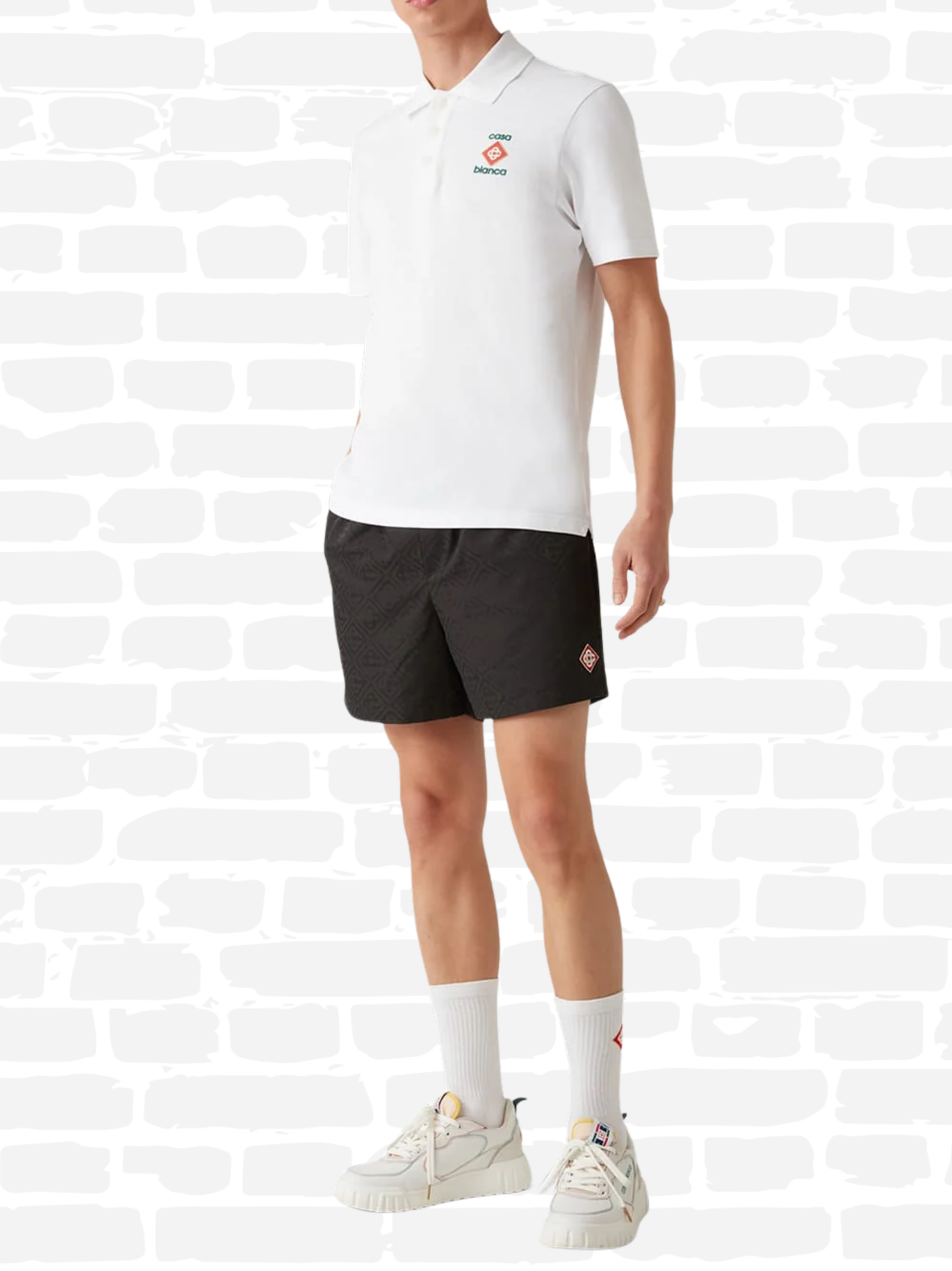 קזבלנקה בגד ים צבע שחור MONOGRAM-PATTERN