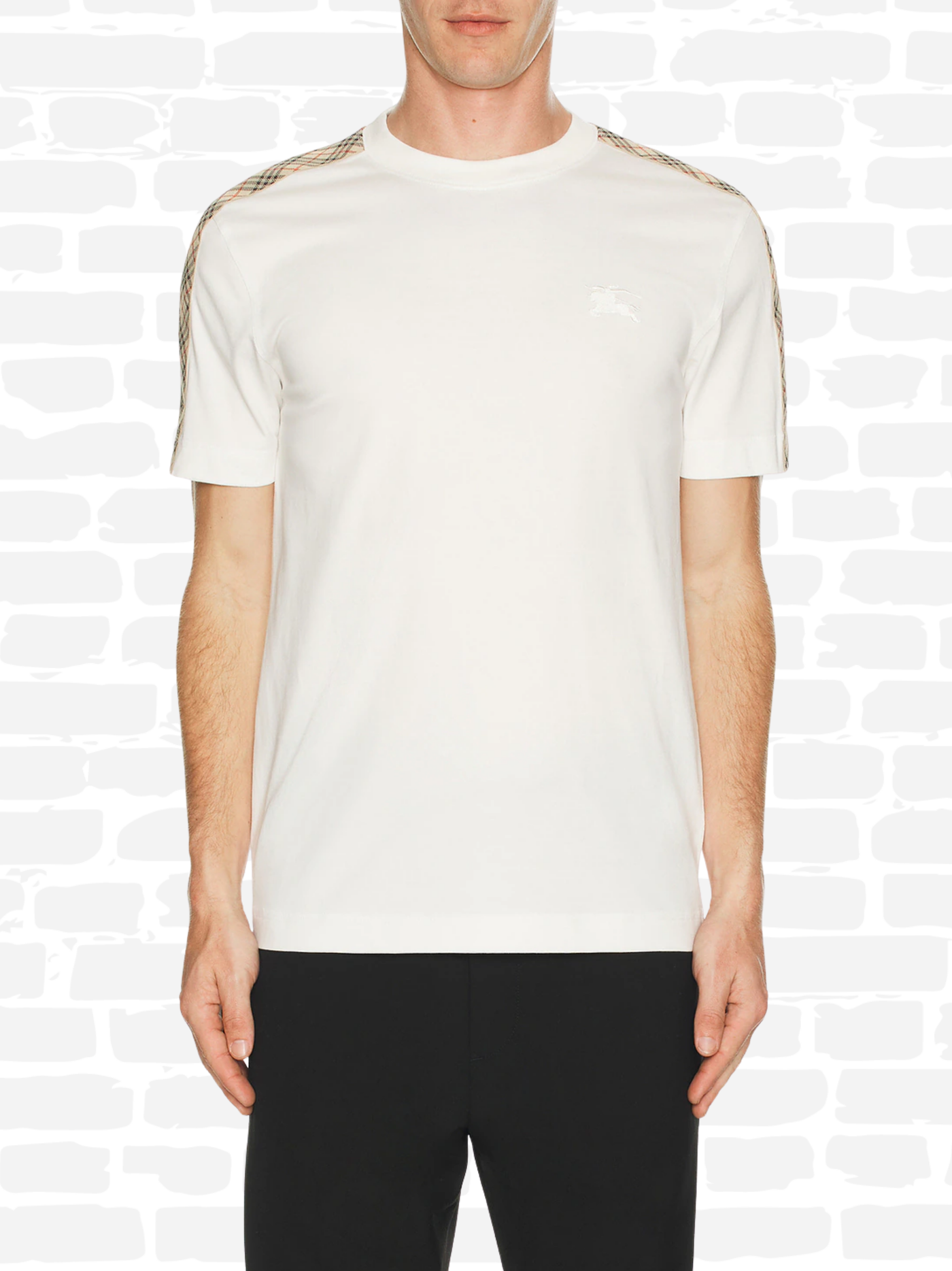 ברברי טי שירט צבע לבן CHECK-TRIM T-SHIRT