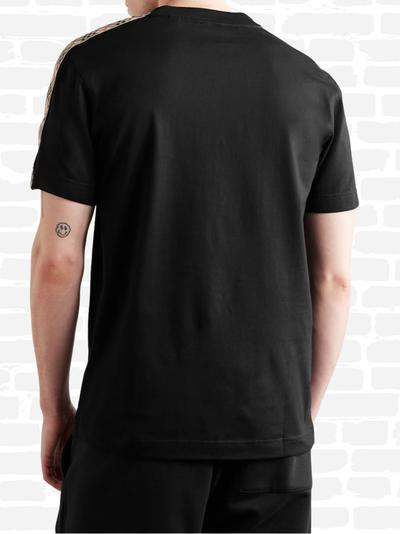 ברברי טי שירט צבע שחור CHECK-TRIM T-SHIRT