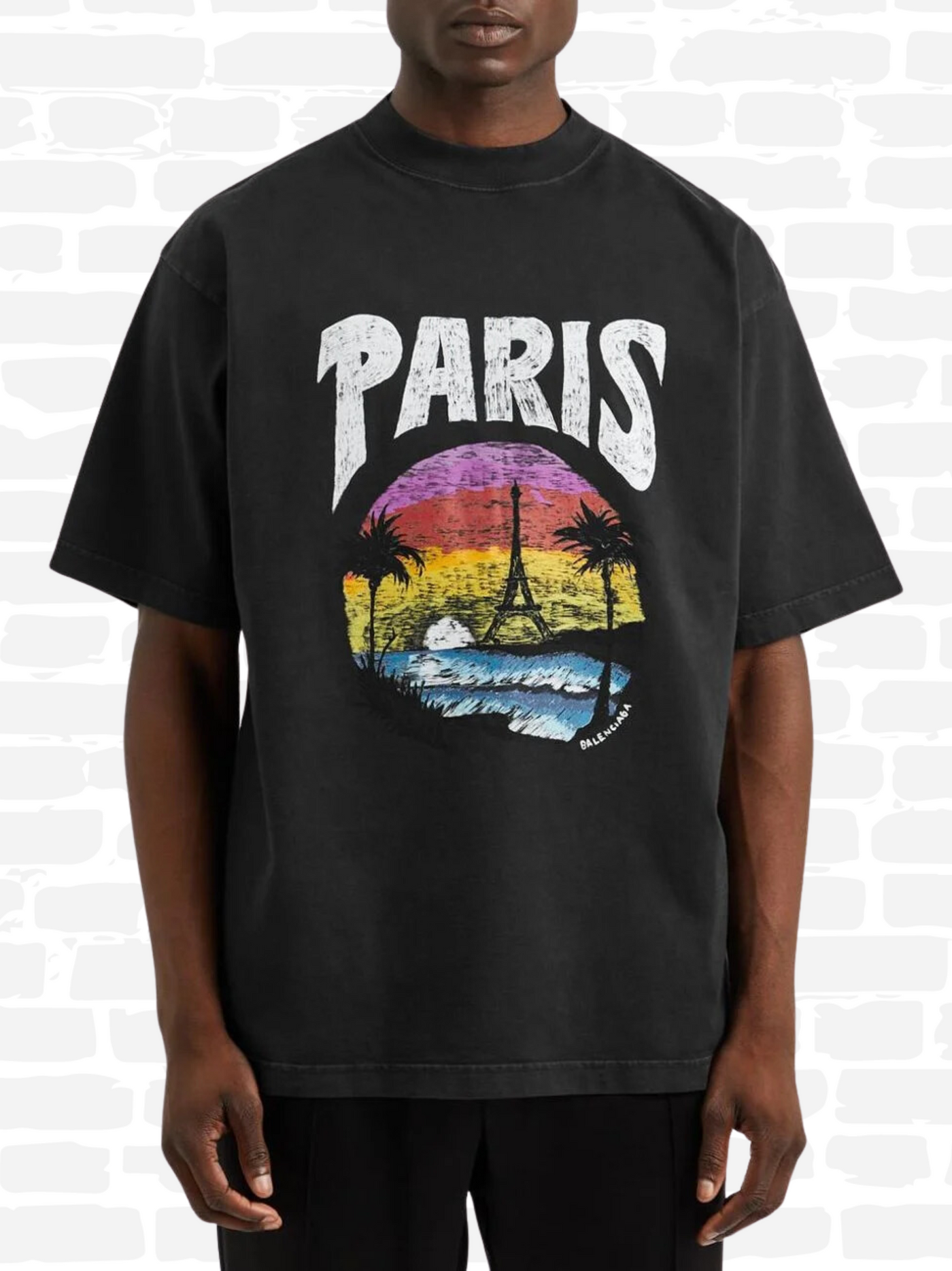 בלנסיאגה טי שירט צבע שחור Paris Tropical T-shirt