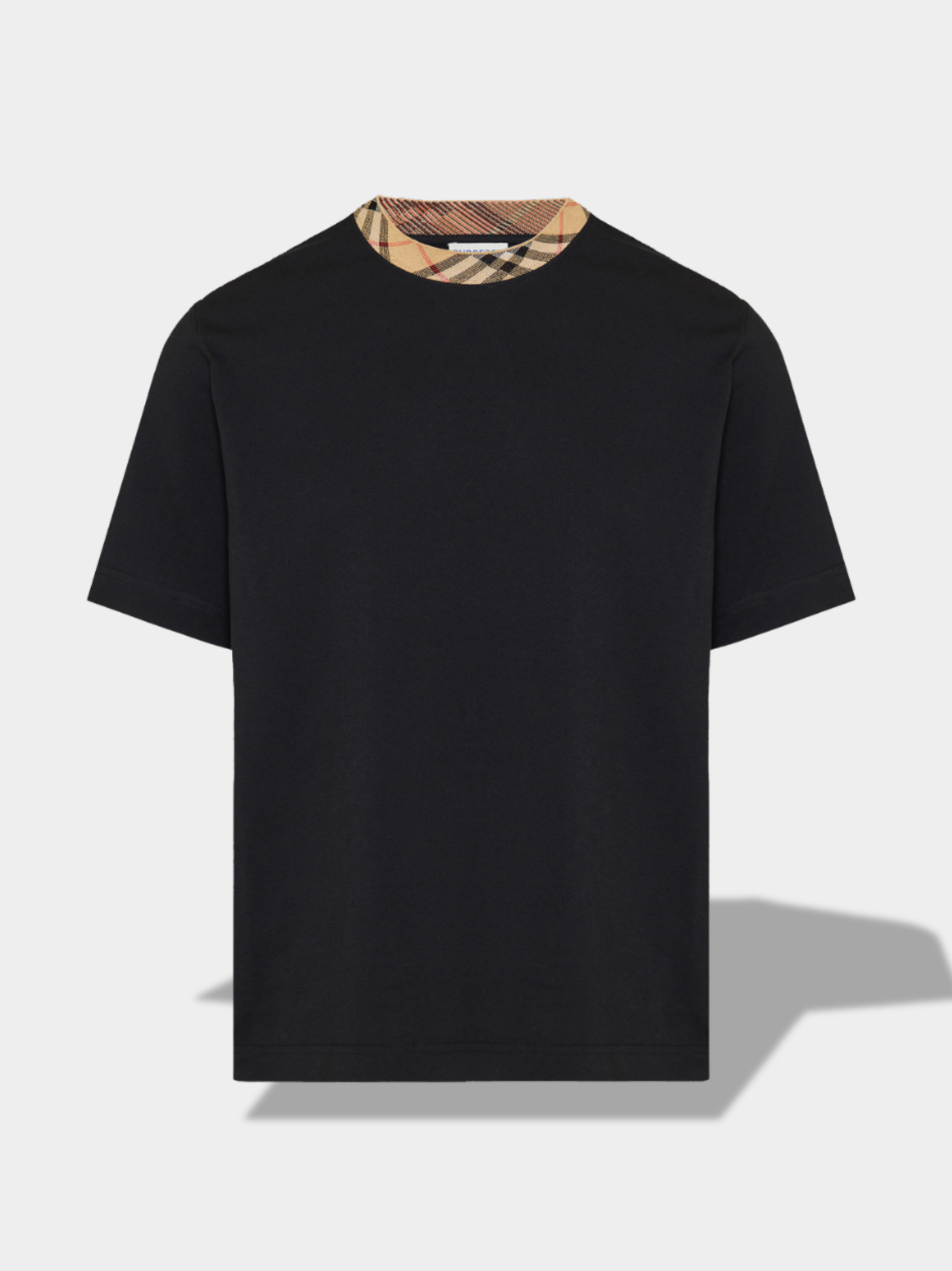 ברברי טי שירט צבע שחור COTON AVEC CHECK
