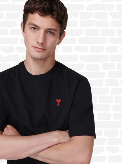 אמי פריז טי שירט צבע שחור LOGO-EMBROIDERED