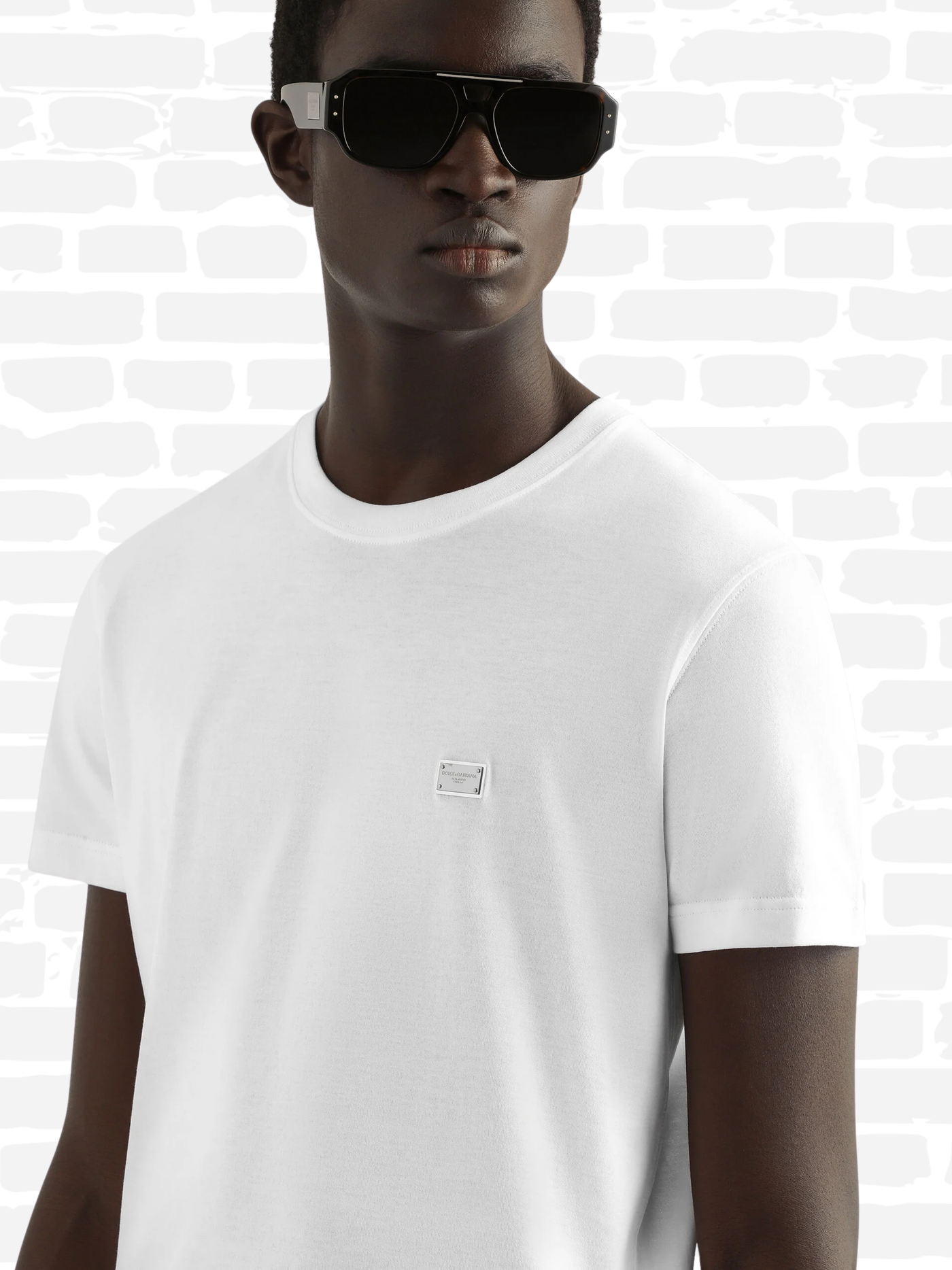 דולצ'ה גאבנה טי שירט צבע לבן LOGO TAG COTTON T-SHIRT