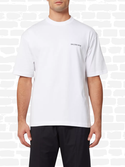 בלנסיאגה טי שירט צבע לבן BADGE LOGO T-SHIRT