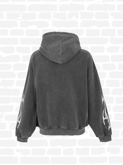 גוד מייד סווטשירט קפוצ'ון צבע אפור LOGO ZIP HOODIE