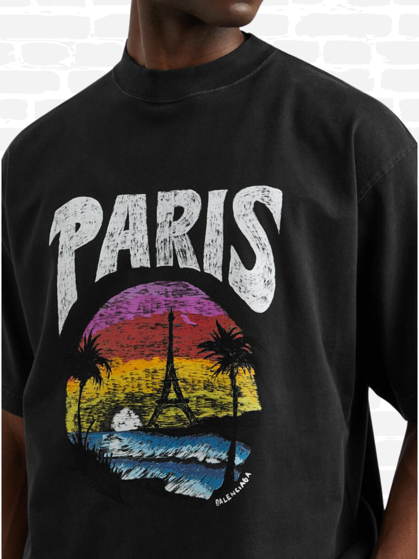 בלנסיאגה טי שירט צבע שחור Paris Tropical T-shirt