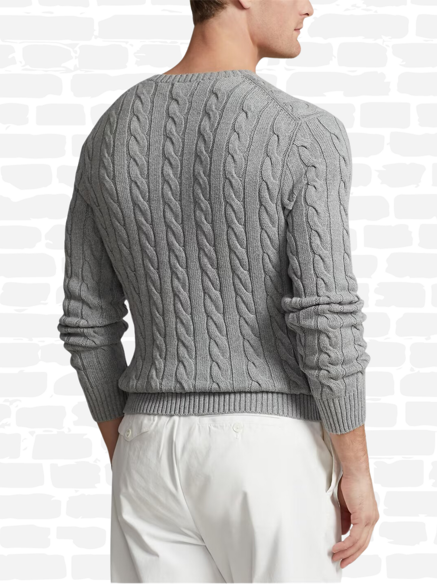 פולו ראלף לורן סריג צבע אפור POLO CABLE KNIT JUMPER