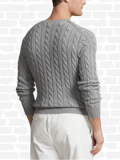 פולו ראלף לורן סריג צבע אפור POLO Cable Knit Jumper