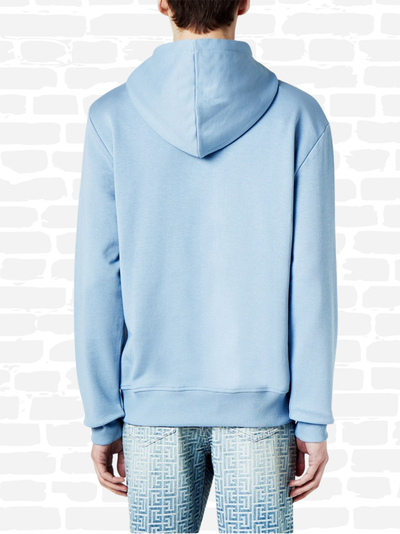 באלמין סווטשירט קפוצ'ון צבע כחול LOGO COTTON PRINTED HOODIE