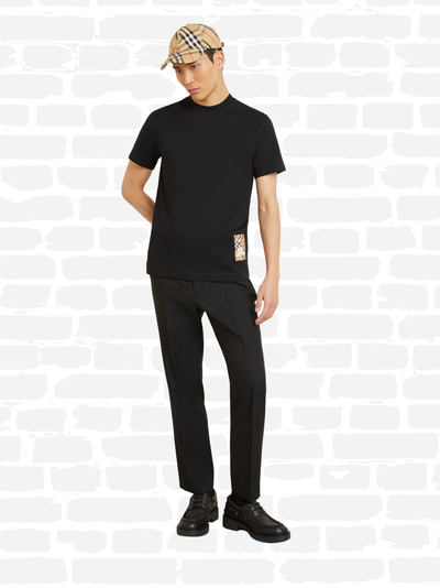 ברברי טי שירט צבע שחור LOGO PATCH