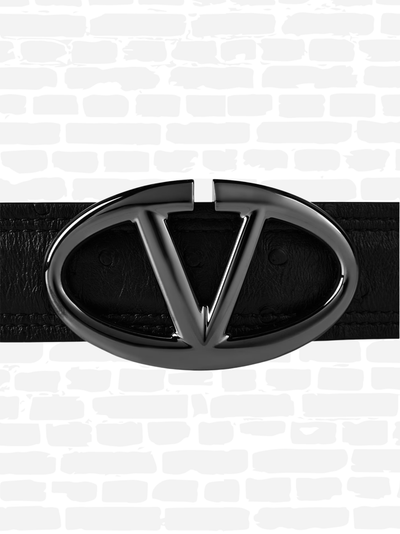 ולנטינו חגורה עור צבע שחור MOON BELT