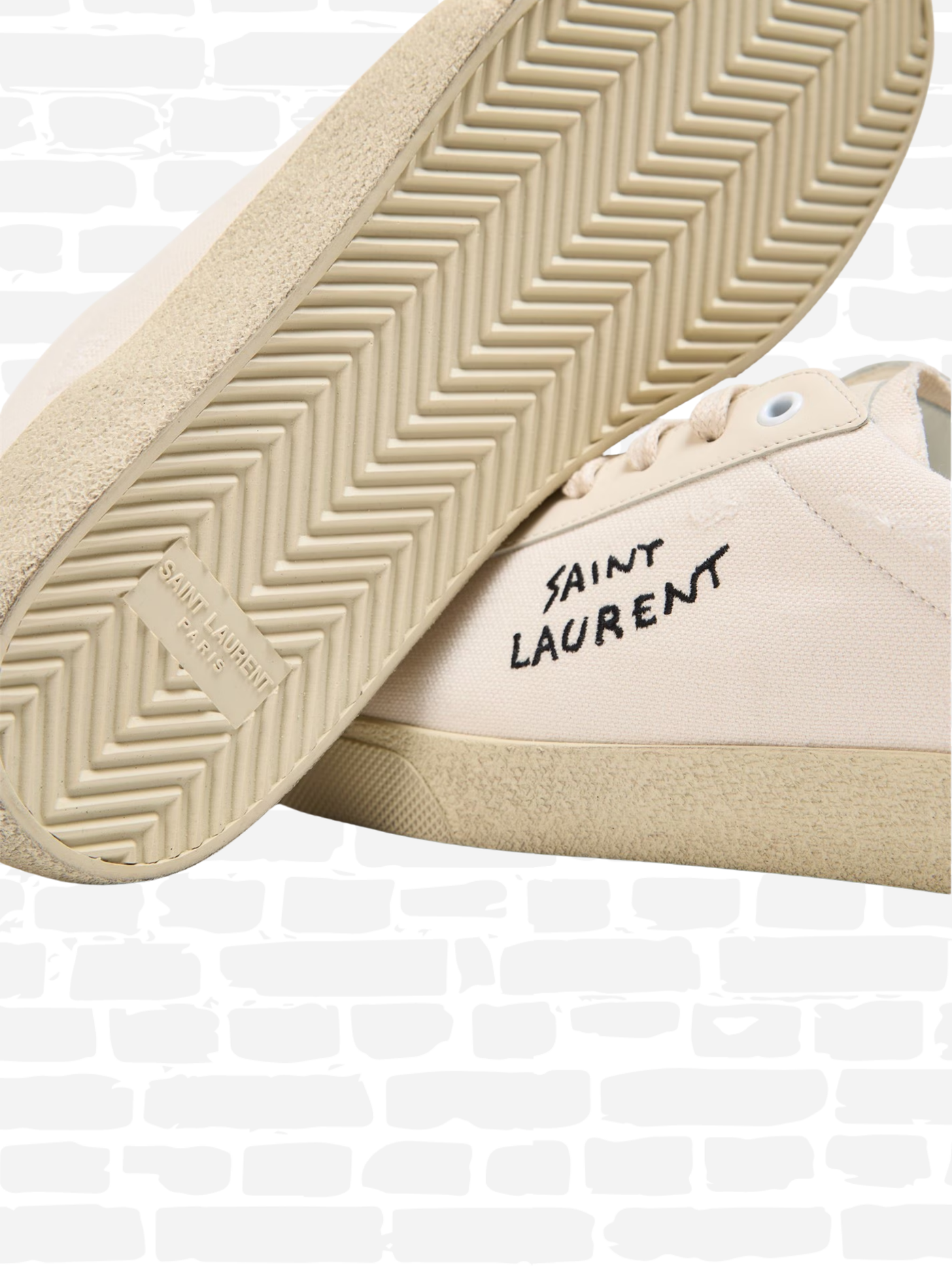 סן לורן נעליים צבע אוף וויט COURT CLASSIC TRAINERS