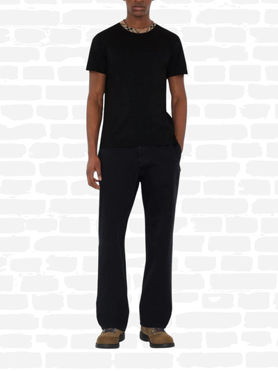 ברברי טי שירט צבע שחור COTON AVEC CHECK