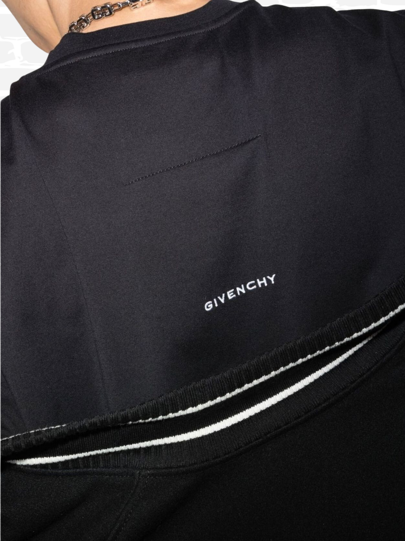 ז'יבנשי טי שירט צבע שחור G embroidered short-sleeve T-shirt