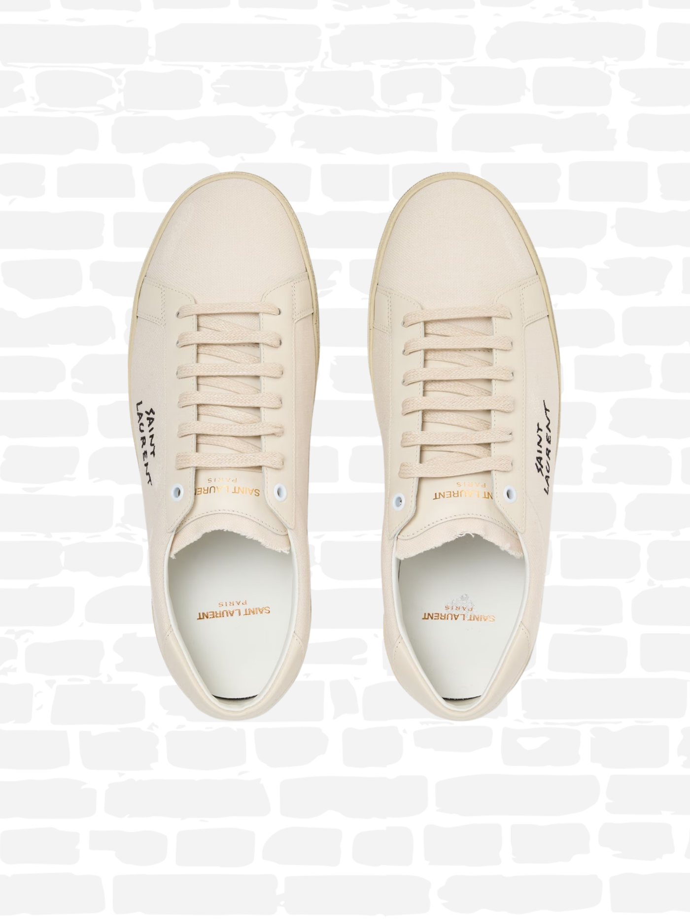 סן לורן נעליים צבע אוף וויט COURT CLASSIC TRAINERS