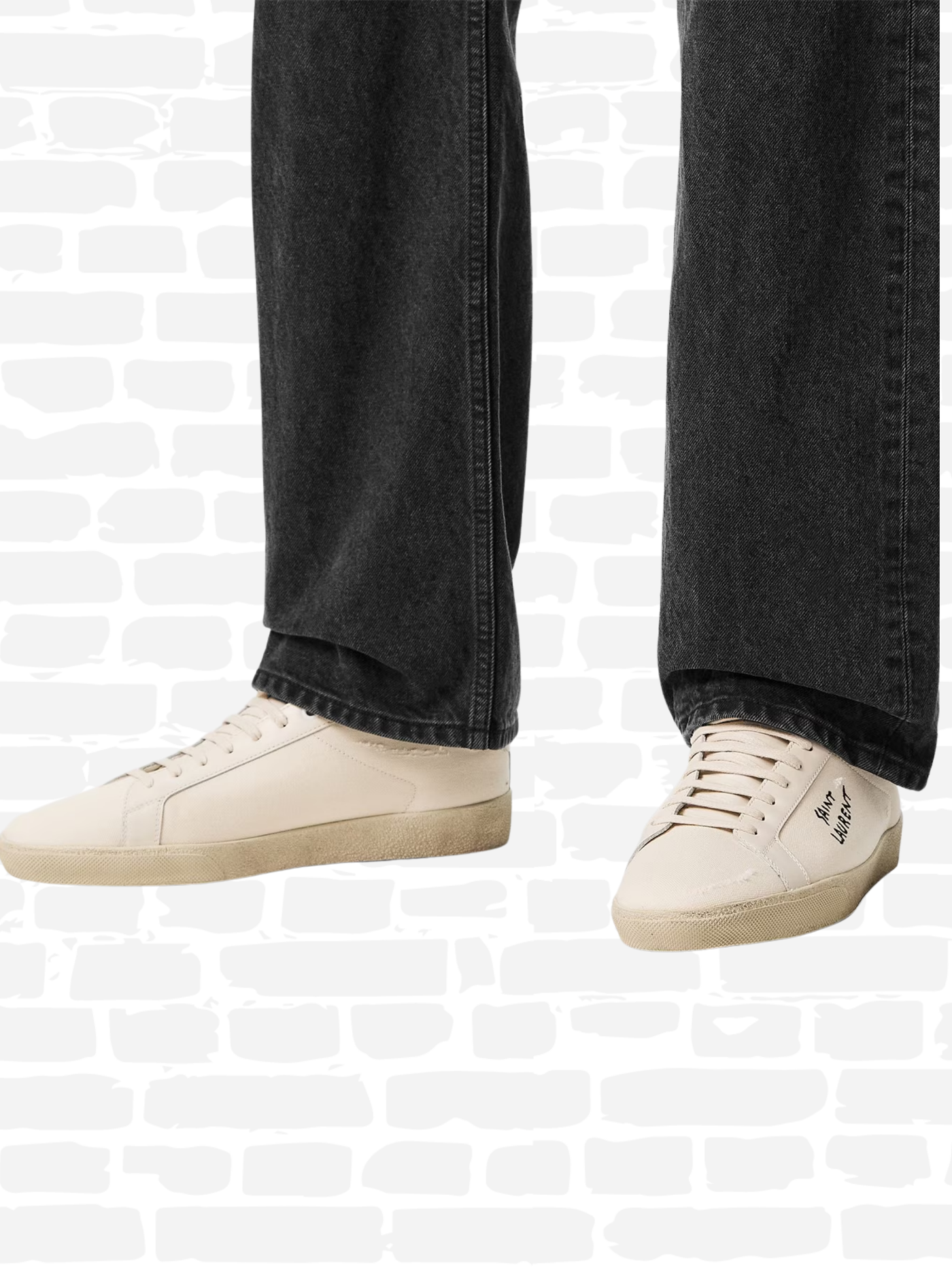 סן לורן נעליים צבע אוף וויט COURT CLASSIC TRAINERS