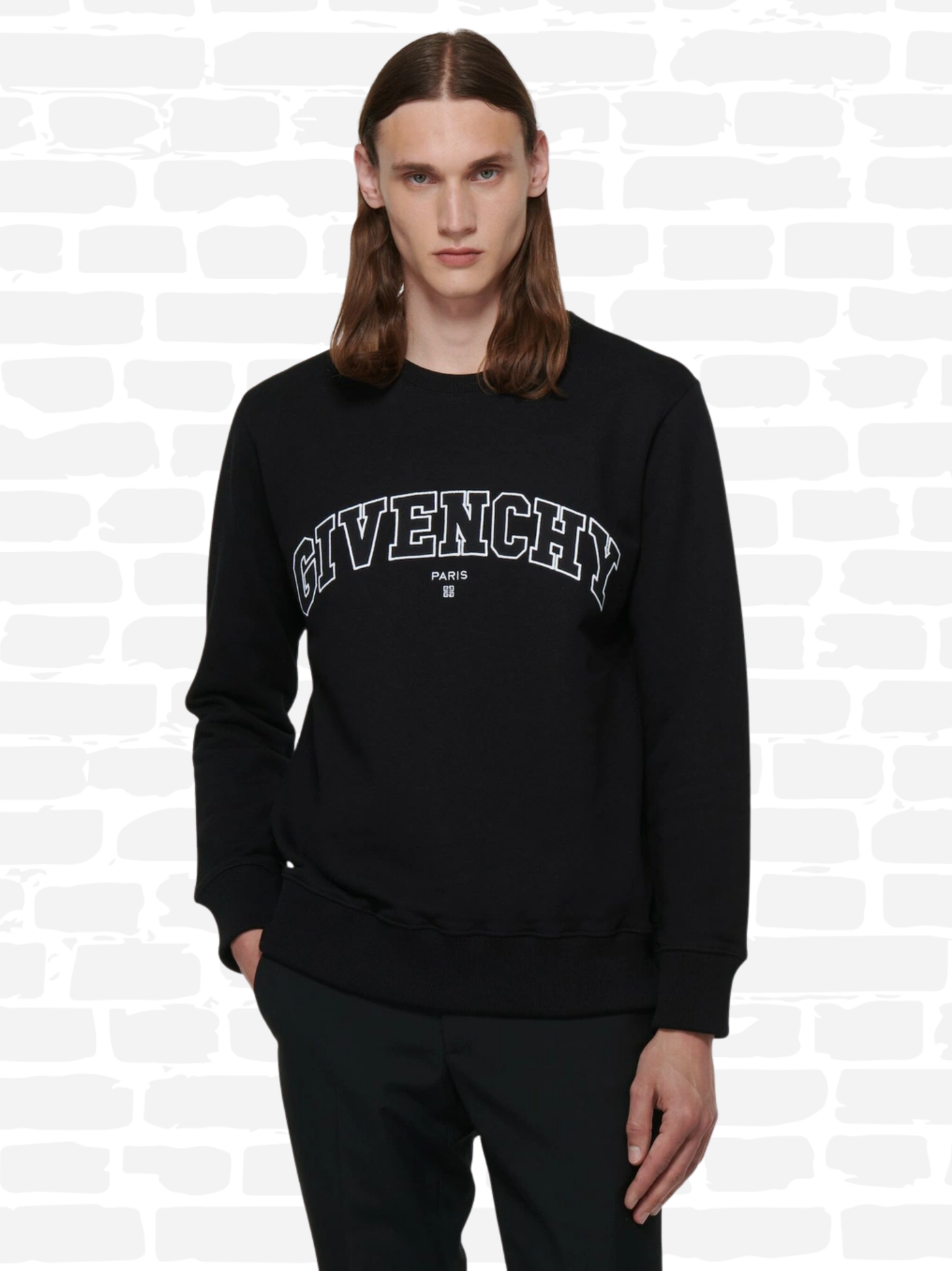 ז'יבנשי סווטשירט צבע שחור COLLEGE SLIM FIT