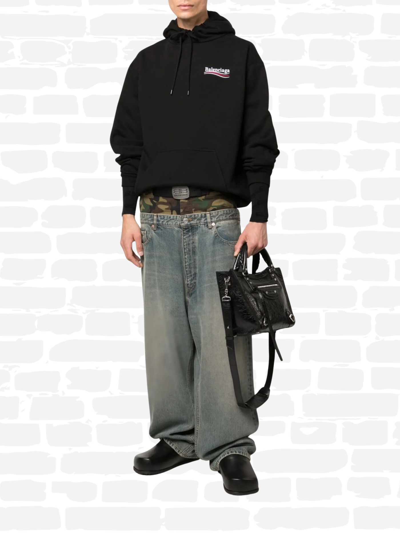 בלנסיאגה סווטשירט צבע שחור RIBBED COTTON HOODIE