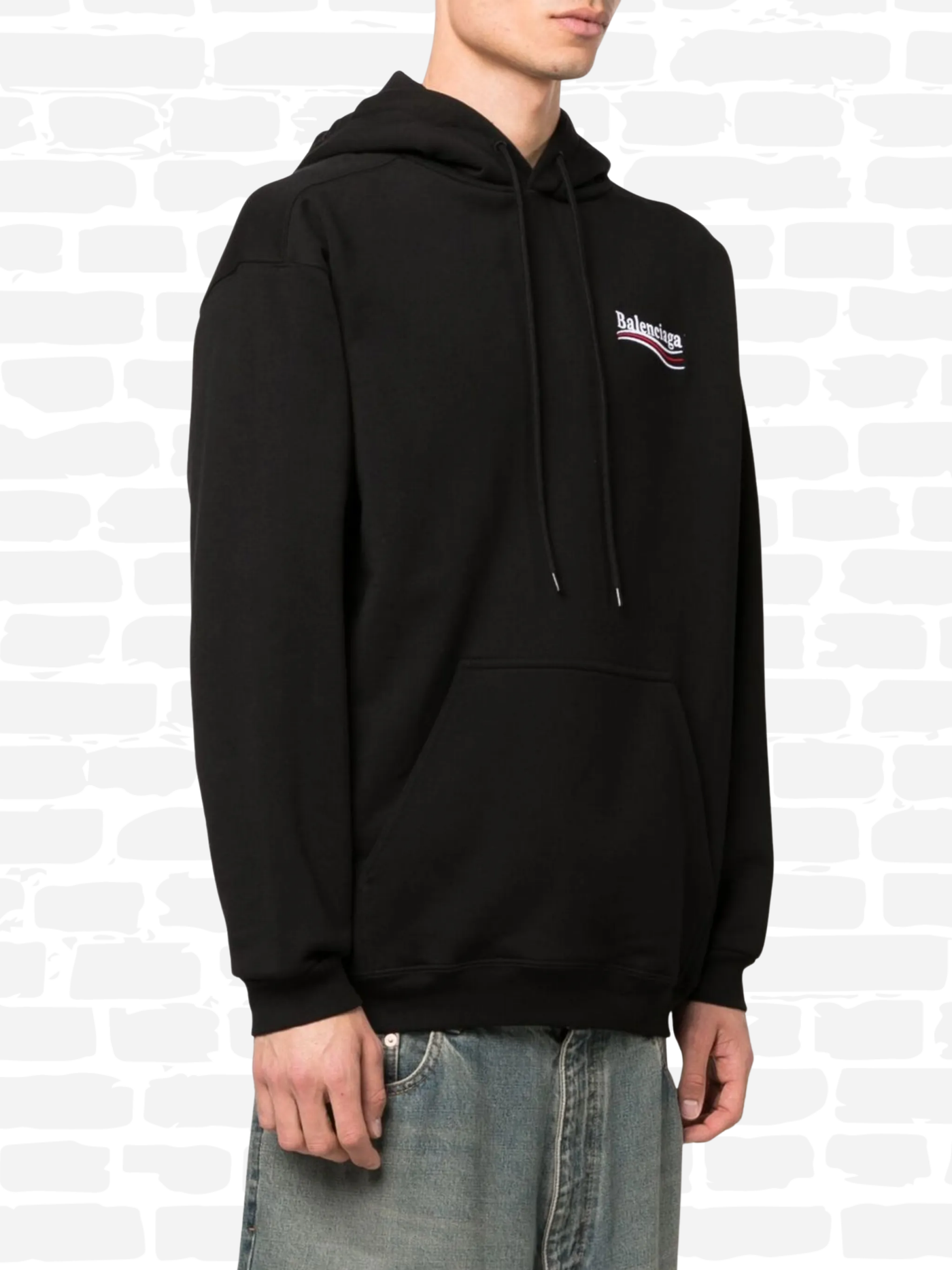 בלנסיאגה סווטשירט צבע שחור RIBBED COTTON HOODIE