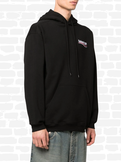 בלנסיאגה סווטשירט צבע שחור RIBBED COTTON HOODIE