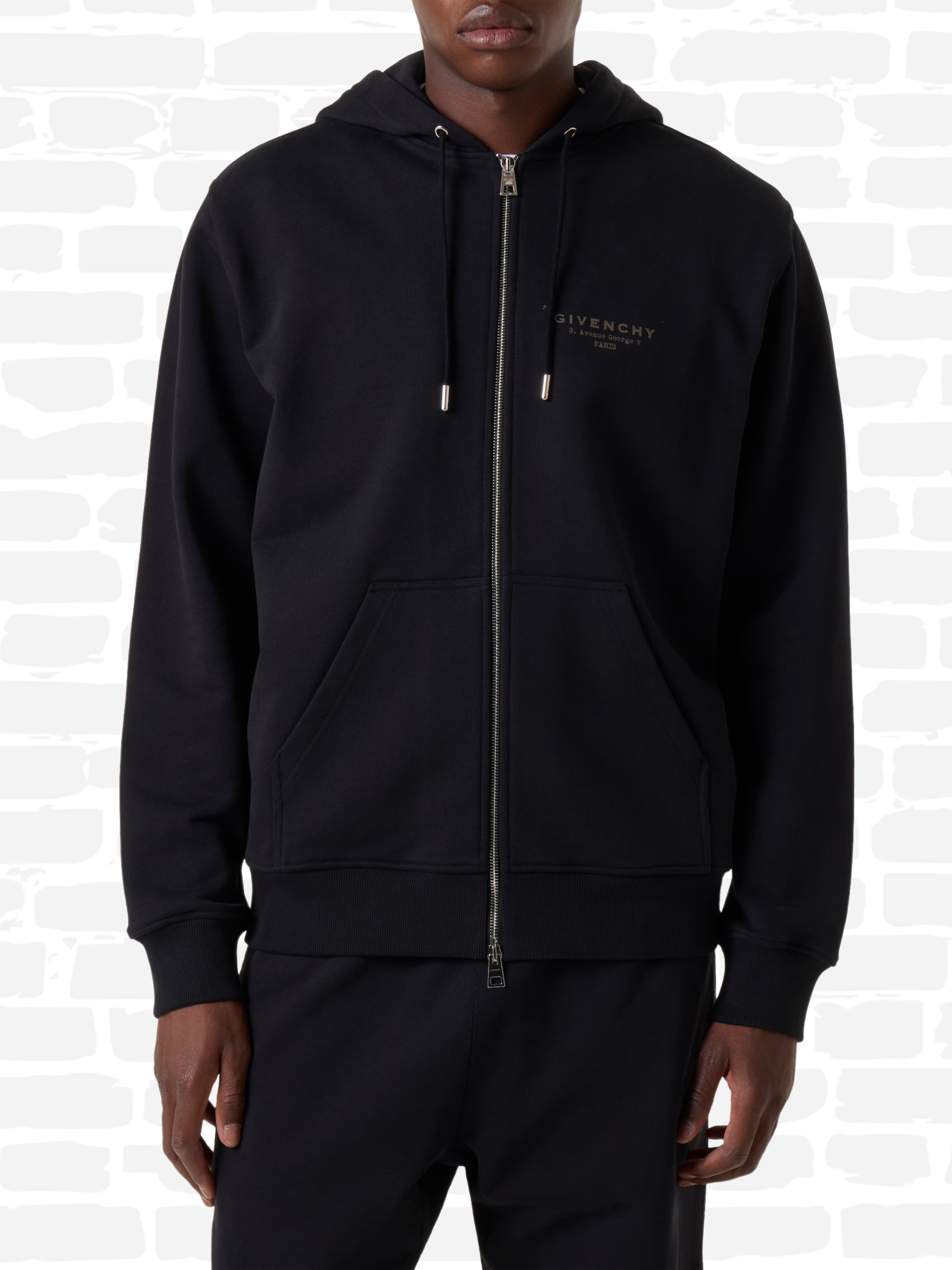 ז'יבנשי סווטשירט קפוצ'ון צבע שחור ZIP-UP HOODIE