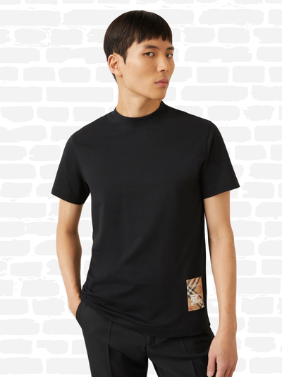 ברברי טי שירט צבע שחור LOGO PATCH