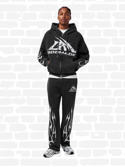 גוד מייד סווטשירט קפוצ'ון צבע אפור LOGO ZIP HOODIE