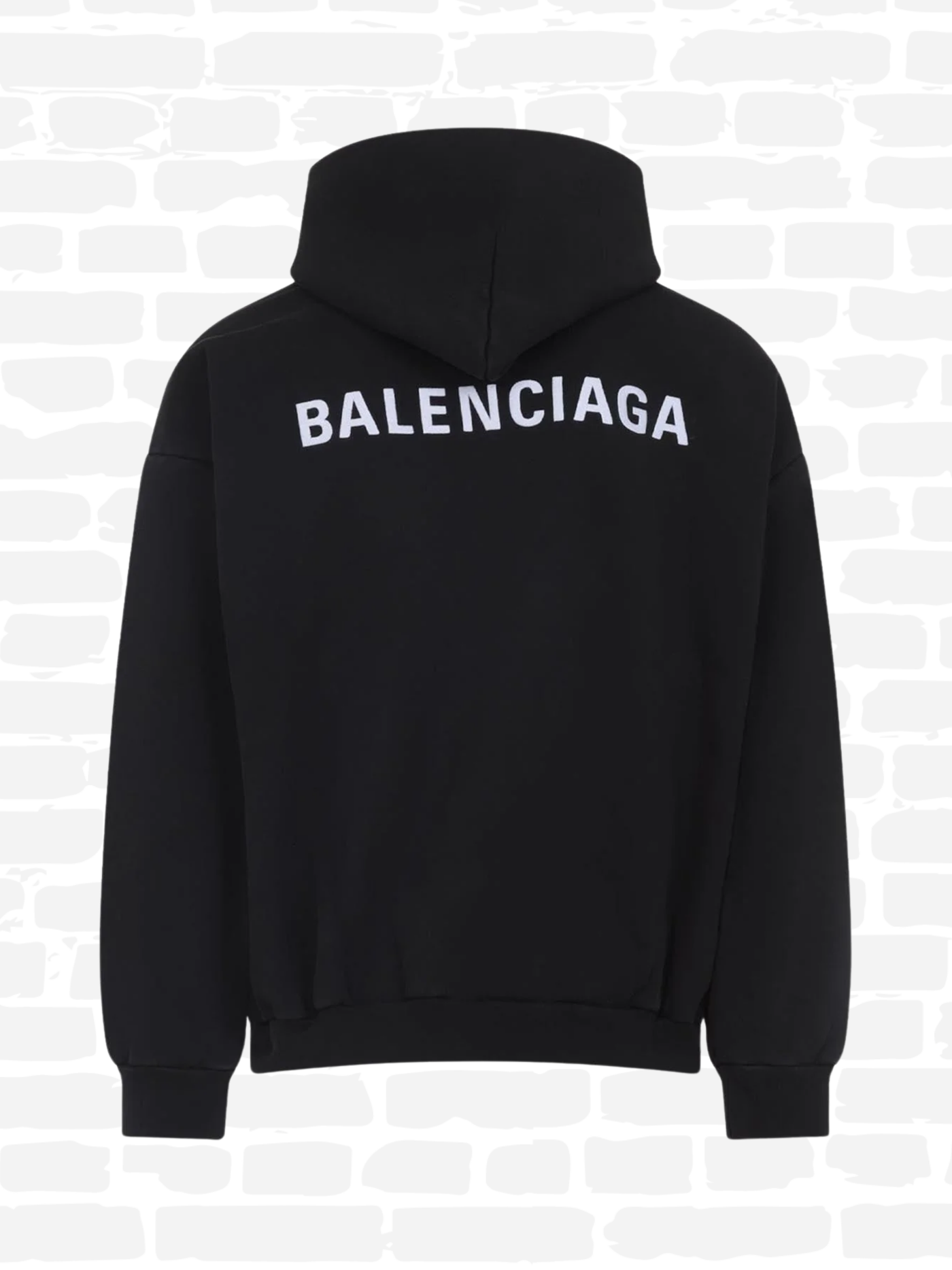 בלנסיאגה סווטשירט צבע שחור LOGO-PRINT HOODIE