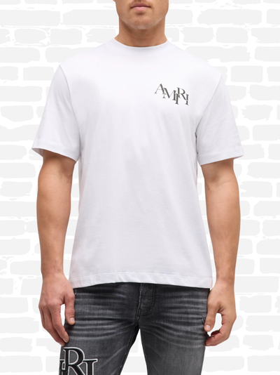 אמירי טי שירט צבע לבן Staggered Logo t-shirt