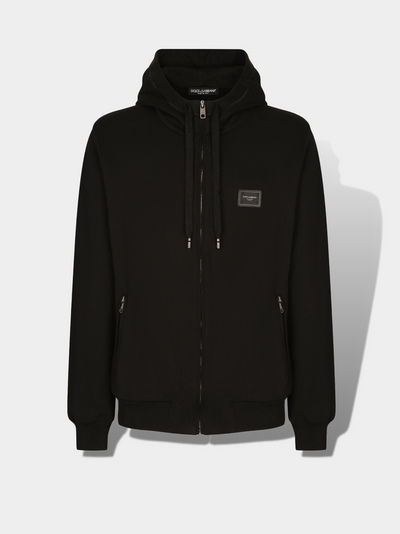 דולצ'ה גאבנה סווטשירט צבע שחור Jersey zip-up hoodie