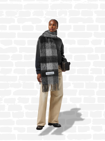 אקנה סטודיוס צעיף משבצות צבע אפור ACNE VALLY