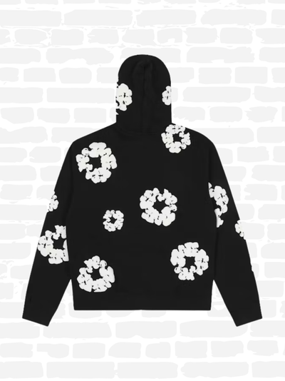 דנימ טירס סווטשירט קפוצ'ון צבע שחור  COTTON WREATH