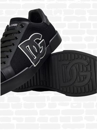 דולצ'ה גאבנה נעליים צבע שחור PORTOFINO CANVAS TRAINERS