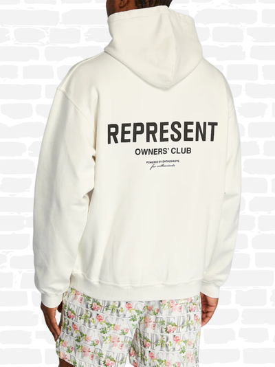 רפרזנט סווטשירט קפוצ'ון צבע קרם OWNERS CLUB HOODIE
