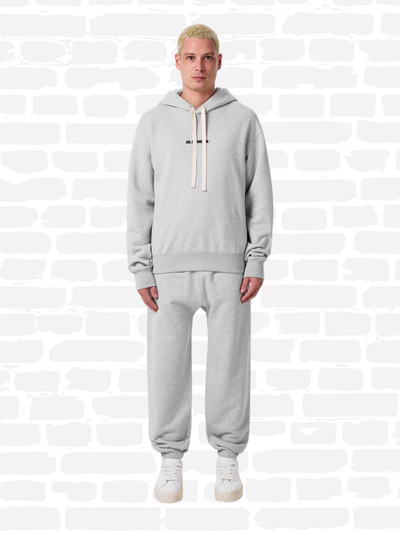 ג׳יל סנדר סווטשירט צבע לבן LOGO-PRINT COTTON HOODIE