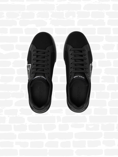 דולצ'ה גאבנה נעליים צבע שחור PORTOFINO CANVAS TRAINERS
