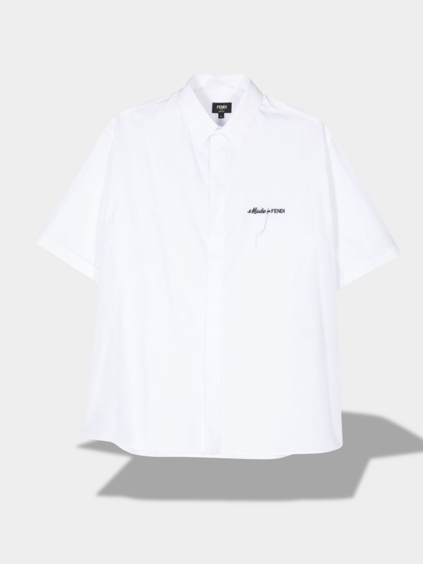 פנדי שירט צבע לבן LOGO-EMBROIDERED POPLIN SHIRT