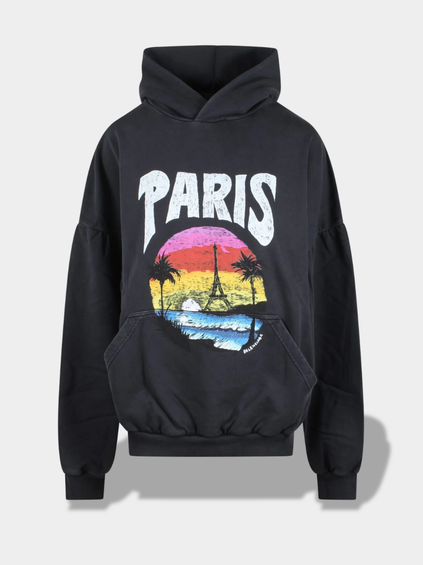 בלנסיאגה סווטשירט קפוצ'ון צבע שחור Paris Tropical cotton hoodie