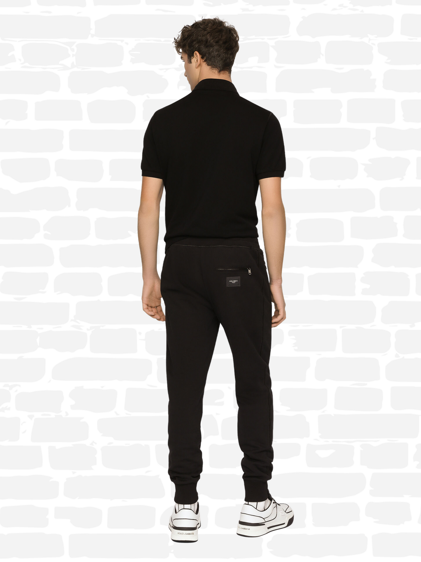 דולצ'ה גאבנה מכנסיים צבע שחור Jersey jogging pants