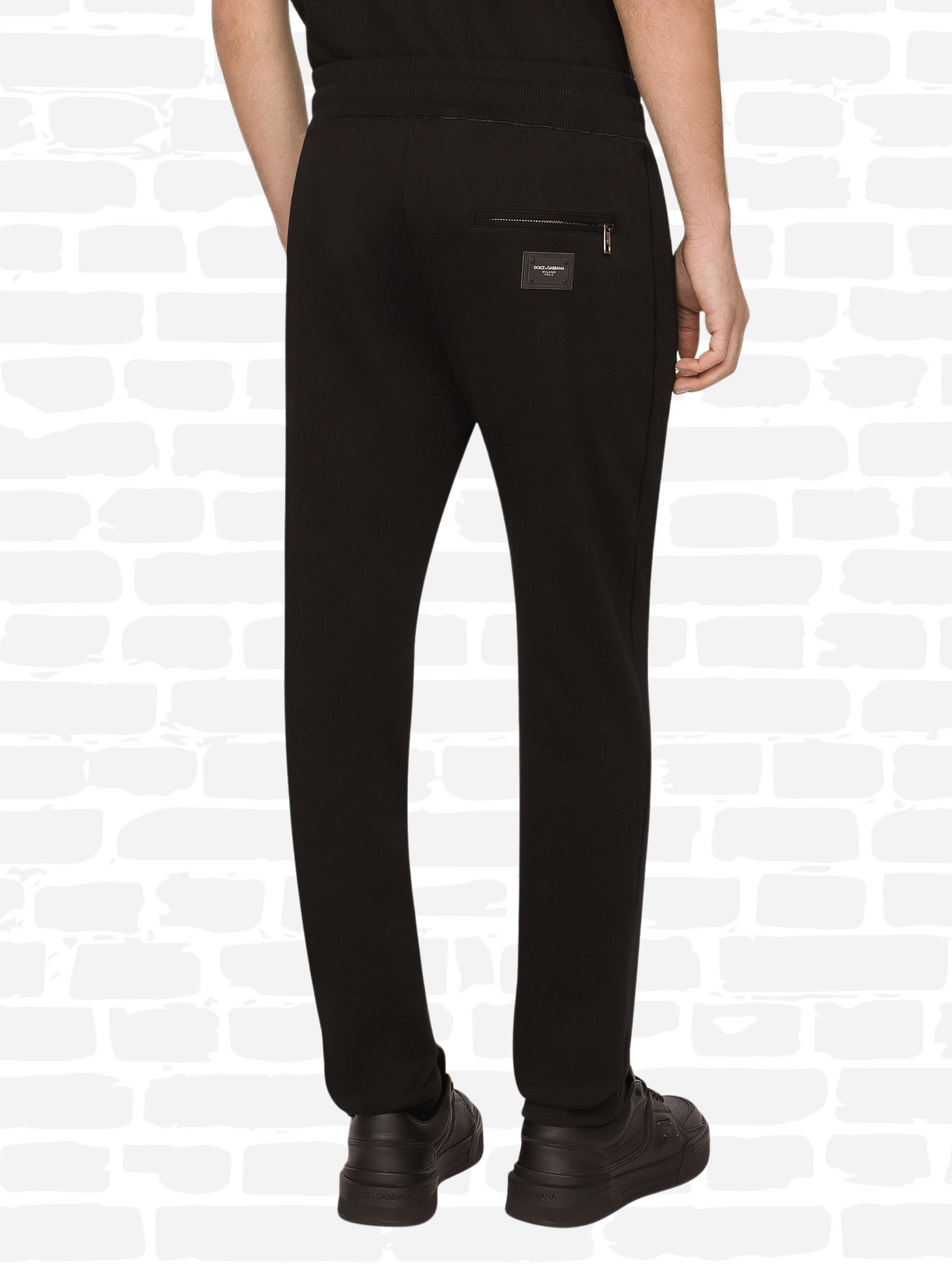 דולצ'ה גאבנה מכנסיים צבע שחור Jersey jogging pants