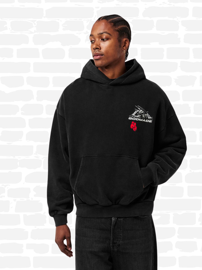 גוד מייד סווטשירט קפוצ'ון צבעשחור LOGO WRAP HOODIE