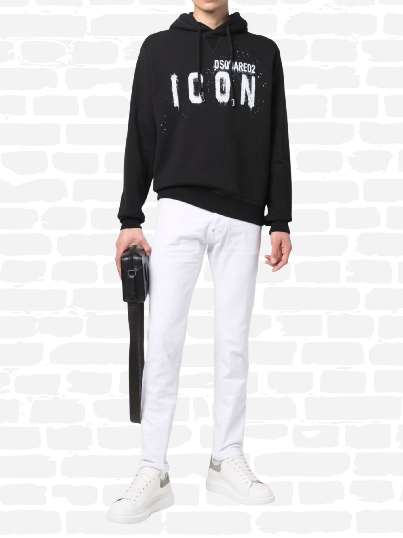 ICON LOGO hoodie דיסקוורד סווטשירט קפוצ'ון צבע שחור