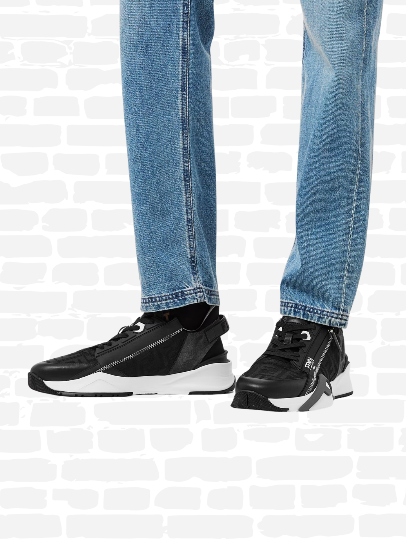 פנדי נעליים צבע לבן FLOW LOW TOP TRAINERS