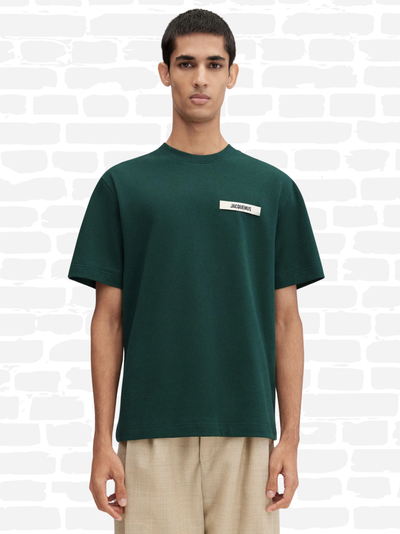 ג'קמוס טי שירט צבע ירוק LOGO-PATCH COTTON T-SHIRT