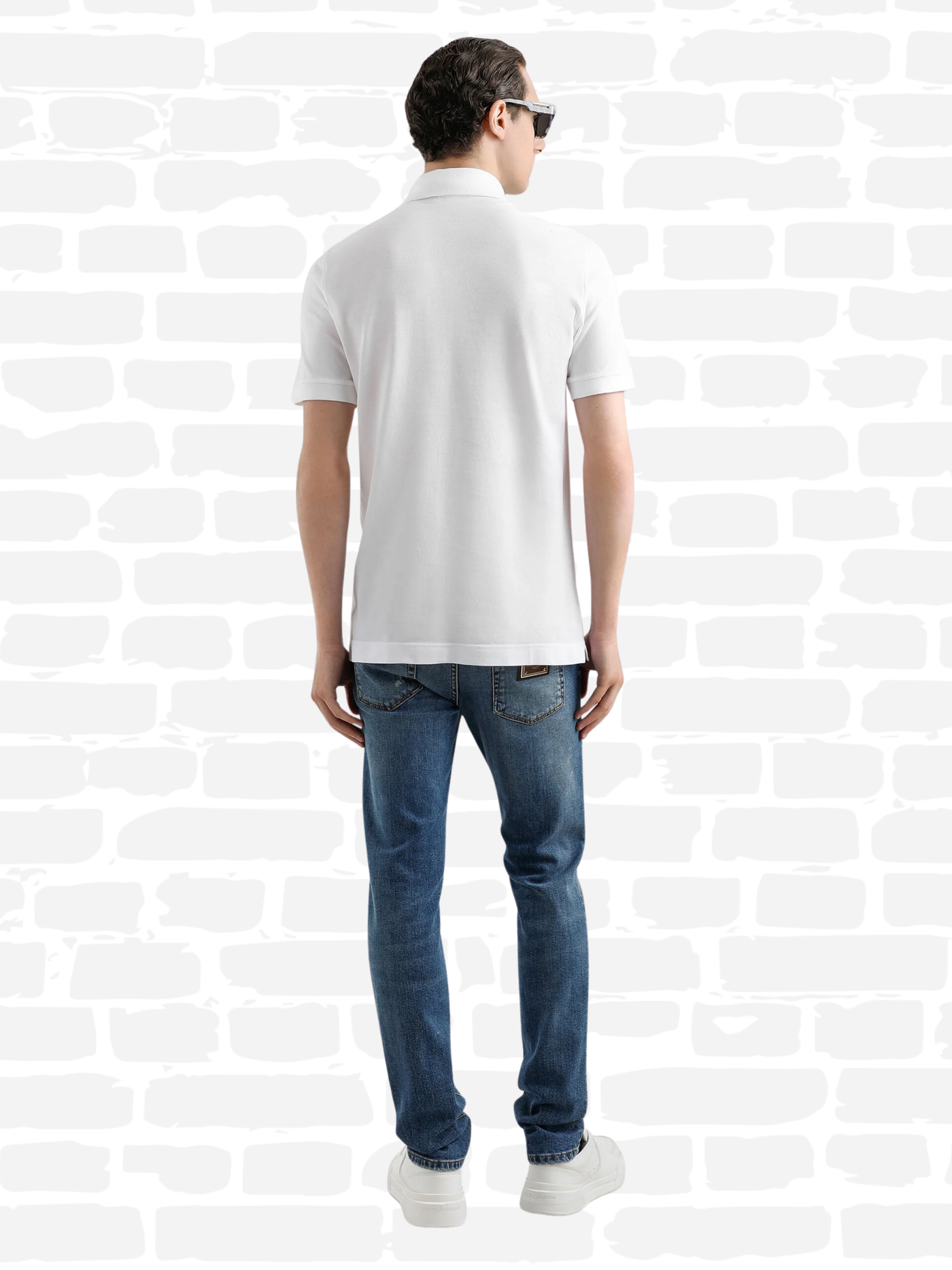 דולצ'ה גאבנה שירט צבע לבן LOGO-PLAQUE POLO SHIRT