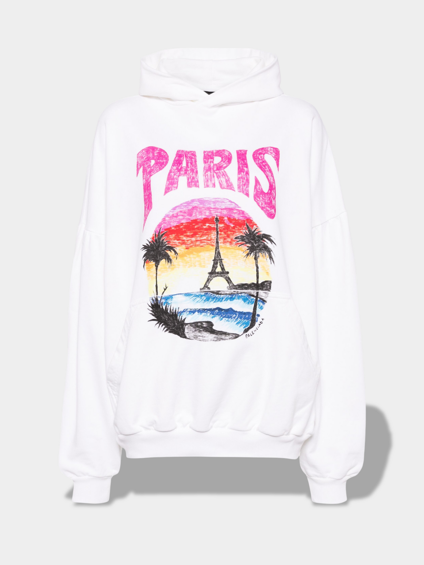 בלנסיאגה סווטשירט קפוצ'ון צבע לבן Paris Tropical cotton hoodie