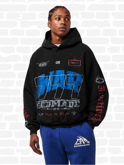 גוד מייד סווטשירט קפוצ'ון צבע שחור WAR HOODIE