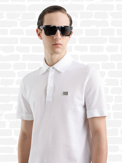 דולצ'ה גאבנה שירט צבע לבן LOGO-PLAQUE POLO SHIRT